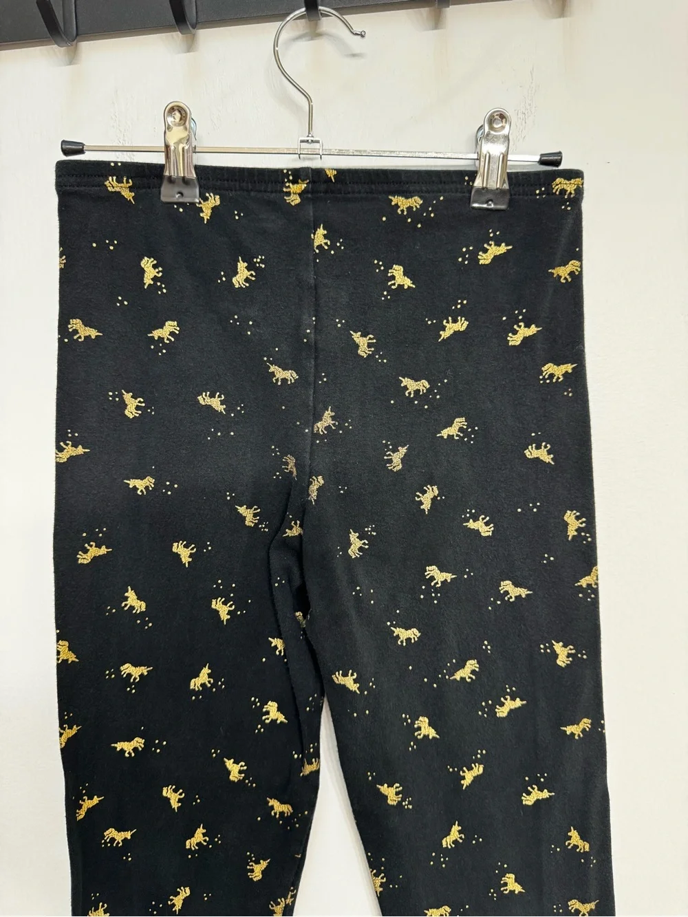 Old Navy Black Leggings with Gold Unicorn Accents